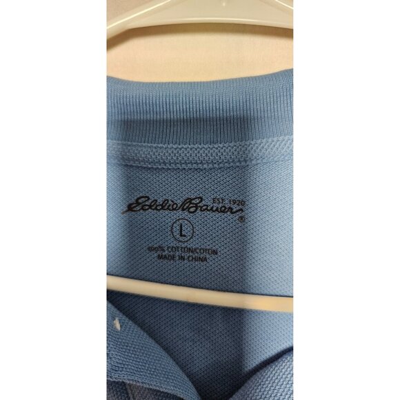 Eddie Bauer Polo Shirt Men’s Large Blue Short Sleeve Casual New Without Tags - Picture 2 of 3